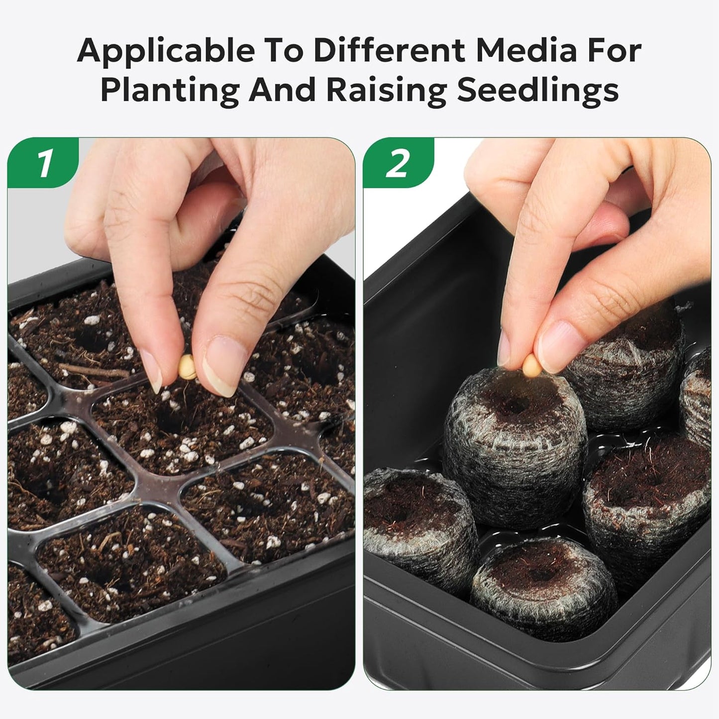 10 Packs Seed Starter Tray Seed Starter Kit with Humidity Dome (120 Cells Total Tray) Seed Starting Trays Plant Starter Kit and Base Mini Greenhouse Germination Kit for Seeds Growing Starting
