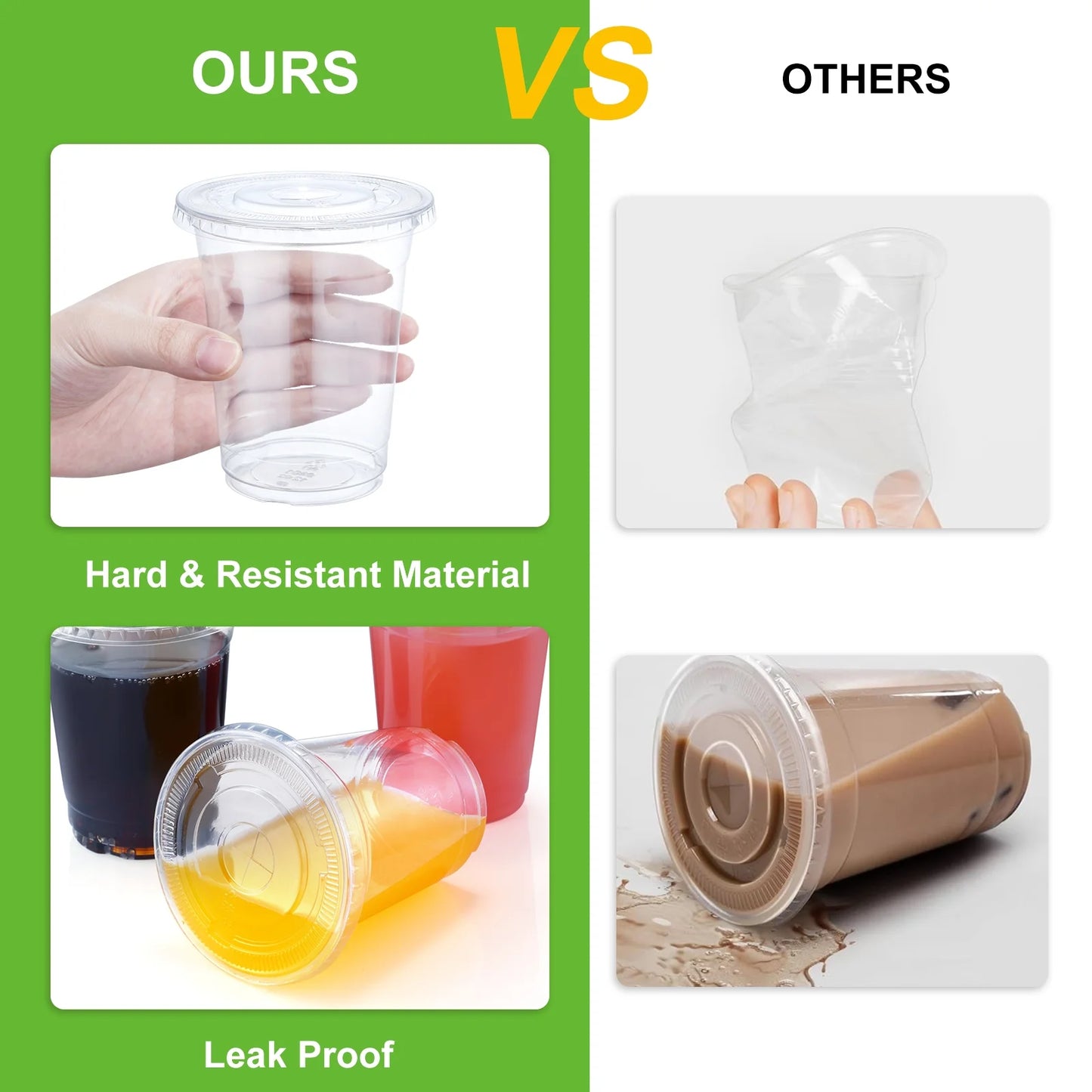 100 Pack 16 Oz Clear Plastic Cups with Lids, Iced Coffee Cups with Lids Disposable for Iced Coffee, Smoothie, Milkshake, Cold Drinks and Graduation Party