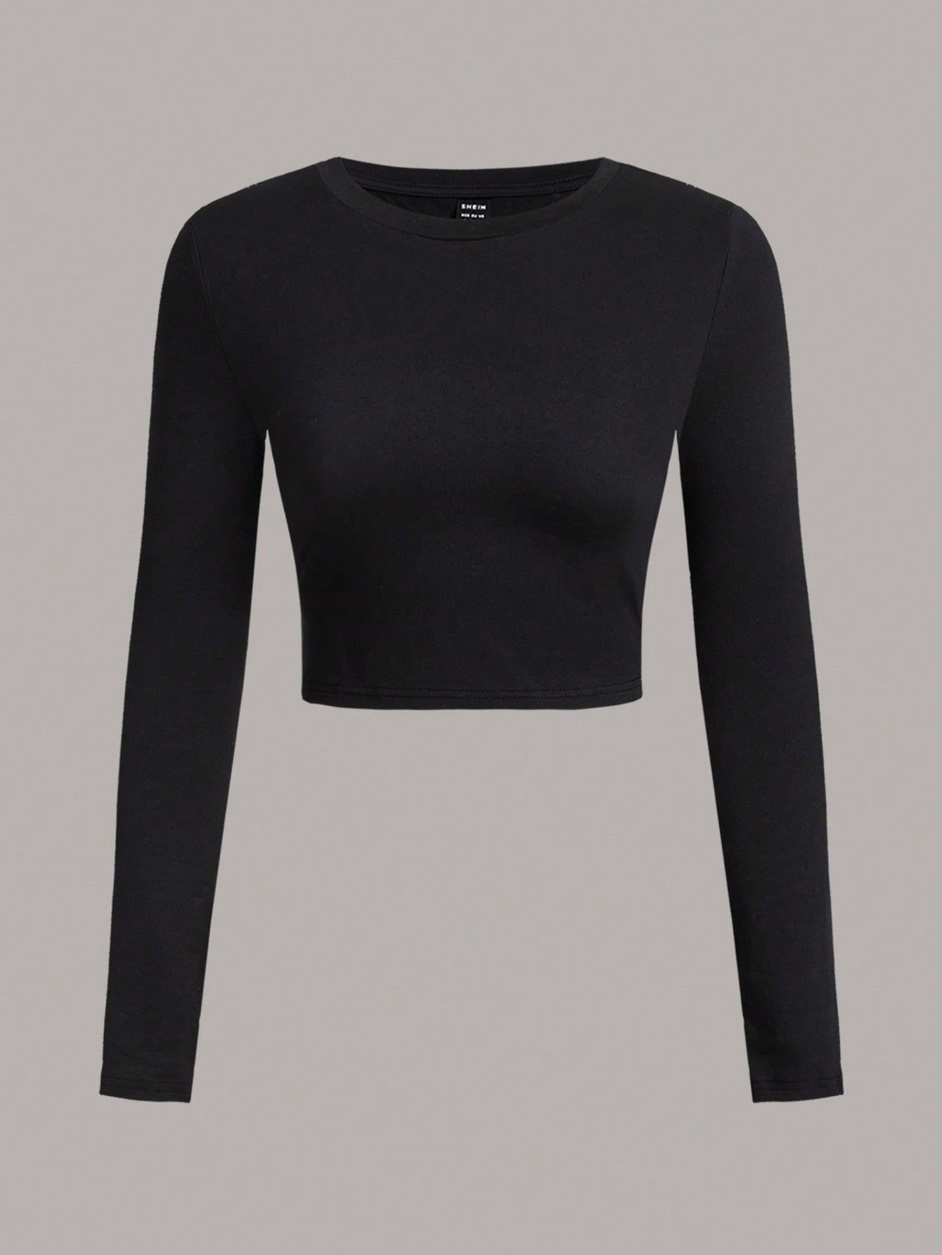 SHEIN Ezwear 3Pcs/Set Casual Minimalist Crew Neck Long Sleeve Cropped Fitted Women T-Shirts, Suitable for Spring & Autumn