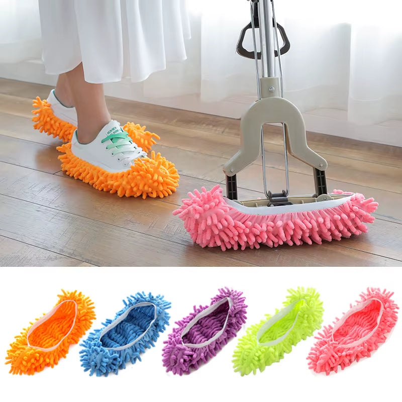 Dust Cleaner Grazing Slippers Chenille Dust Mop Slippers Lazy Shoes Cover Chenille Duster Cloth Bathroom Floor Cleaning Slipper