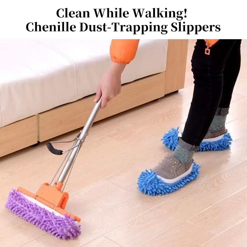 Dust Cleaner Grazing Slippers Chenille Dust Mop Slippers Lazy Shoes Cover Chenille Duster Cloth Bathroom Floor Cleaning Slipper