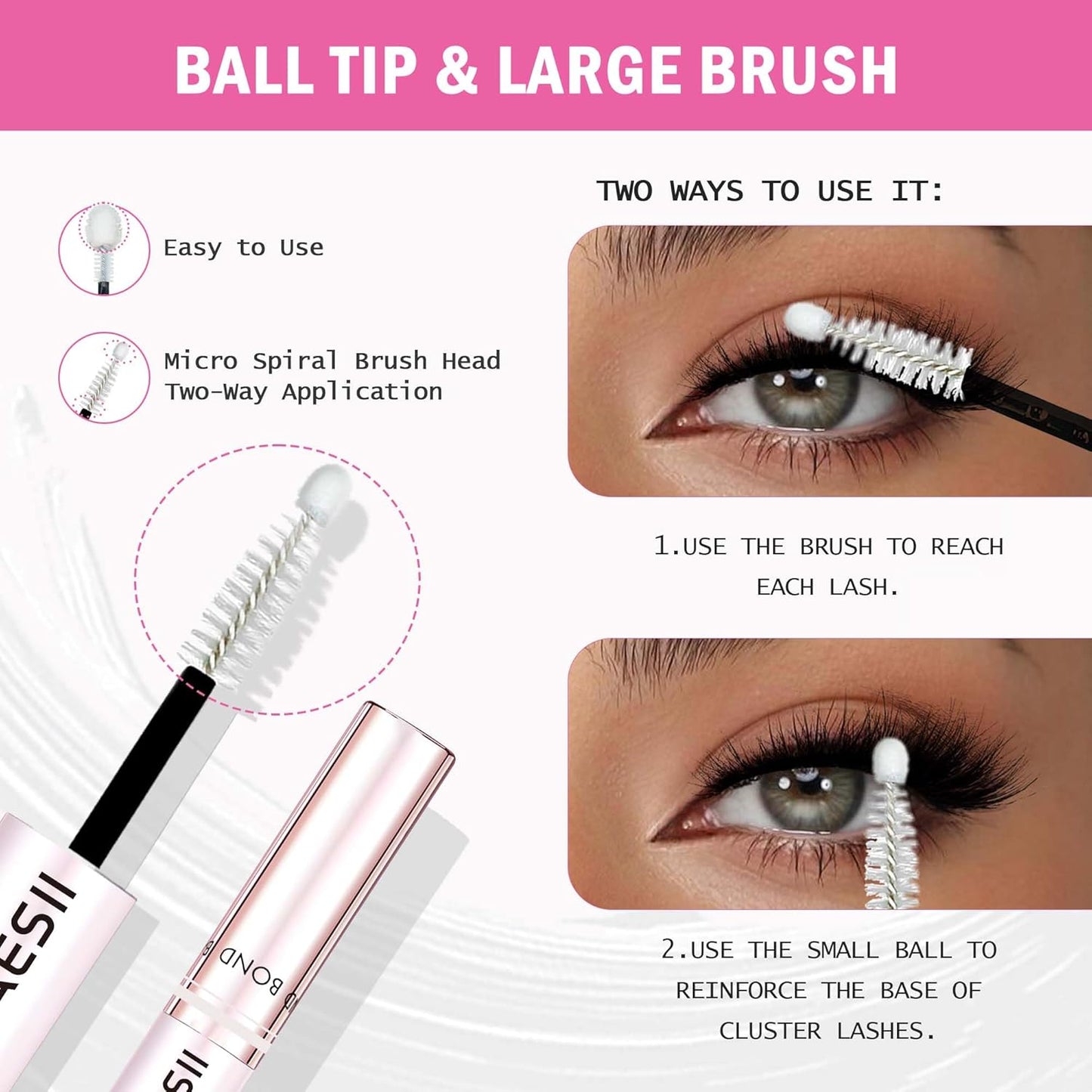Lash Cluster Bond and Seal Waterproof Glue for Eyelash Clusters 10Ml 2-In-1 Home Use Strong Hold 72H