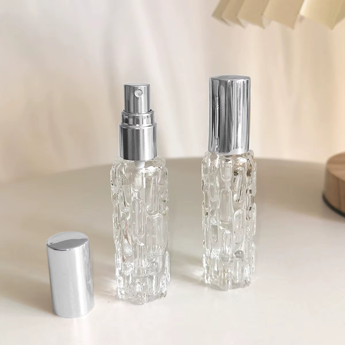 1Pc-10Ml Glass Perfume Spray Bottle Aluminum Spray Head Perfume Dispenser Bottle Press Empty Bottle