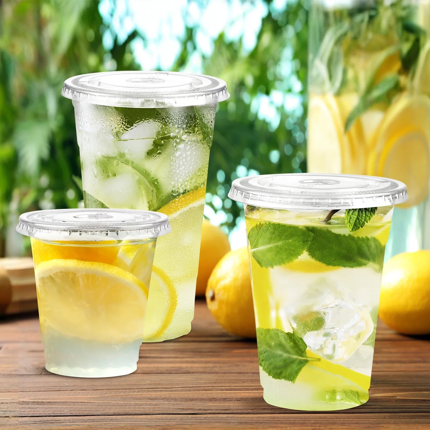 100 Pack 16 Oz Clear Plastic Cups with Lids, Iced Coffee Cups with Lids Disposable for Iced Coffee, Smoothie, Milkshake, Cold Drinks and Graduation Party