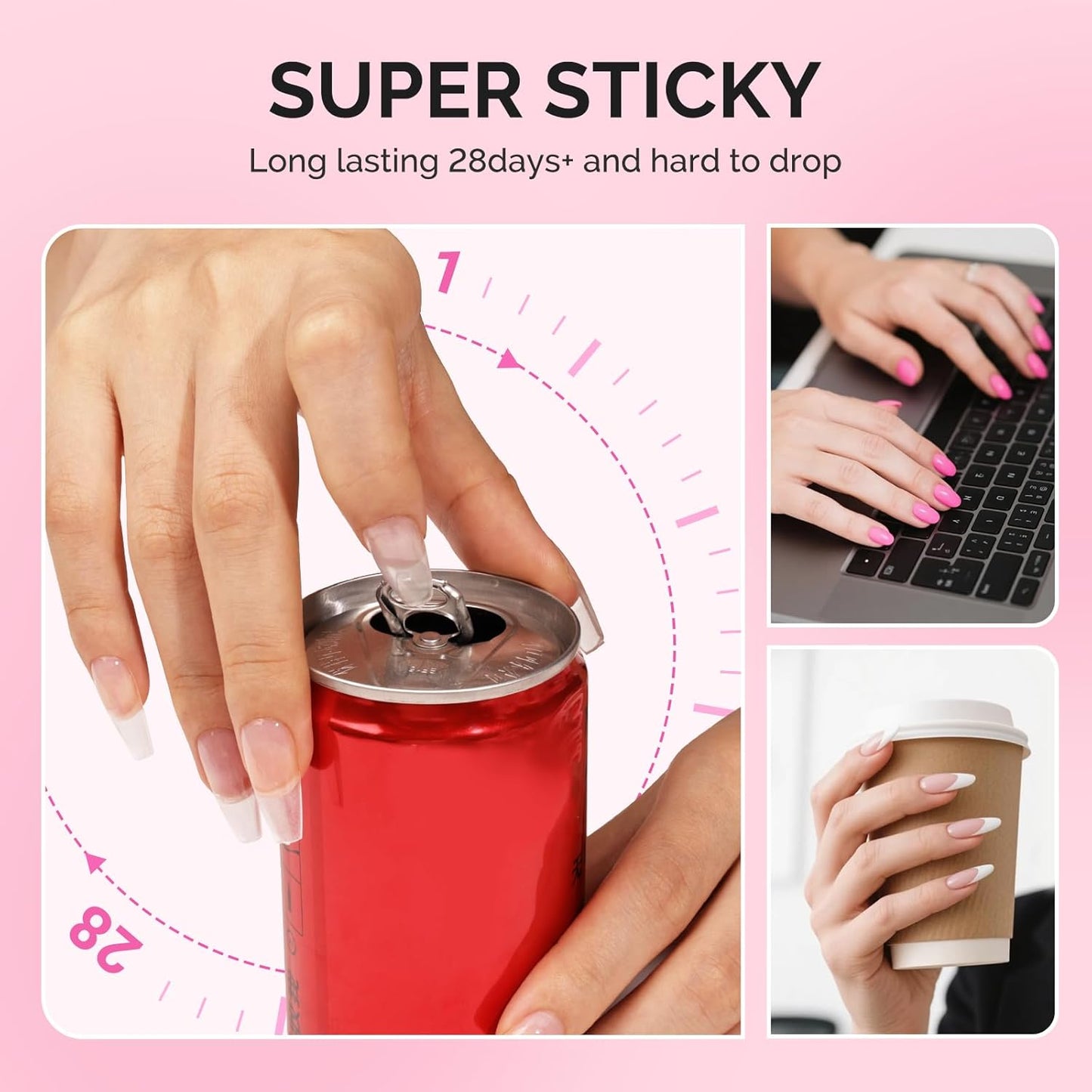 3Free 5 in 1 Nail Glue Gel for False Nail Tips, NO Hema HPMA TPO, Super Sticky and Strong Adhesion, Rhinestone, Blooming Gel, Base Coat, UV Lamp Curing Needed,2 Pcs 15Ml