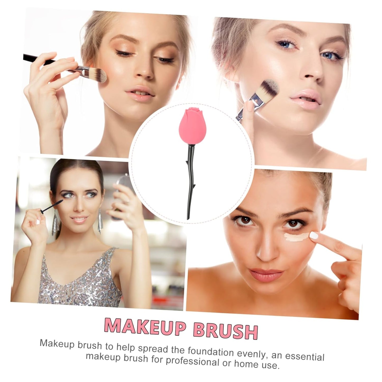 Rose Design Lidded Makeup Brush for Liquid Foundation Soft Bristles for Even Application Unique Beauty Tool for Makeup for Contouring and Decoration