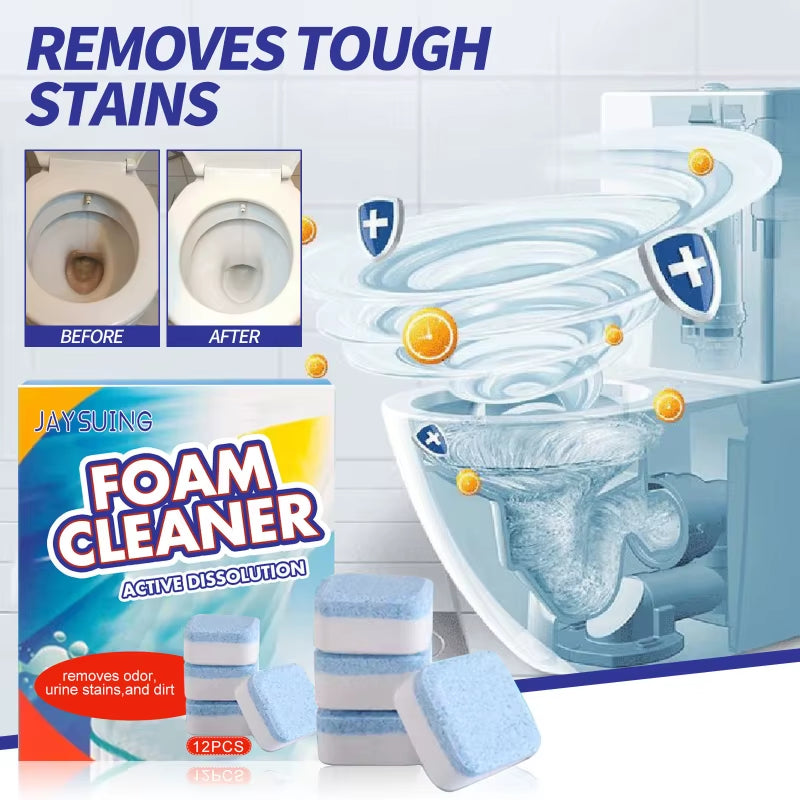 12Pcs/Box Toilet Foam Cleaner Effectively Remove Yellow Dirt Odors Multifunctional Toilet Cleaning Agent