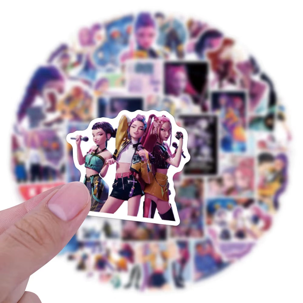55Pcs Anime Kpop Demon Hunters Stickers Demon Hunters Tiger DIY Stickers Scrapbooking Phone Luggage Skateboard Waterproof Decal