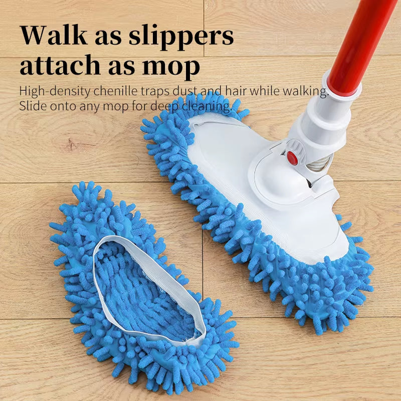 Dust Cleaner Grazing Slippers Chenille Dust Mop Slippers Lazy Shoes Cover Chenille Duster Cloth Bathroom Floor Cleaning Slipper