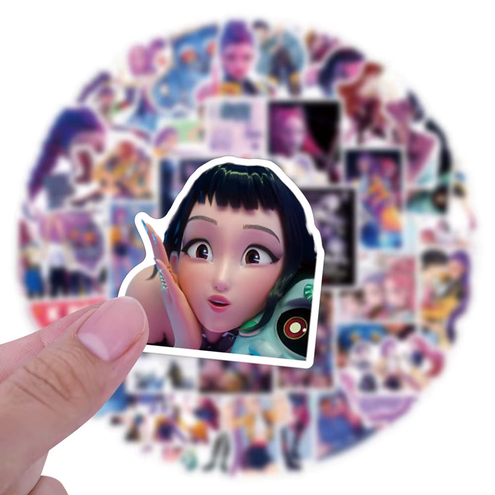 55Pcs Anime Kpop Demon Hunters Stickers Demon Hunters Tiger DIY Stickers Scrapbooking Phone Luggage Skateboard Waterproof Decal