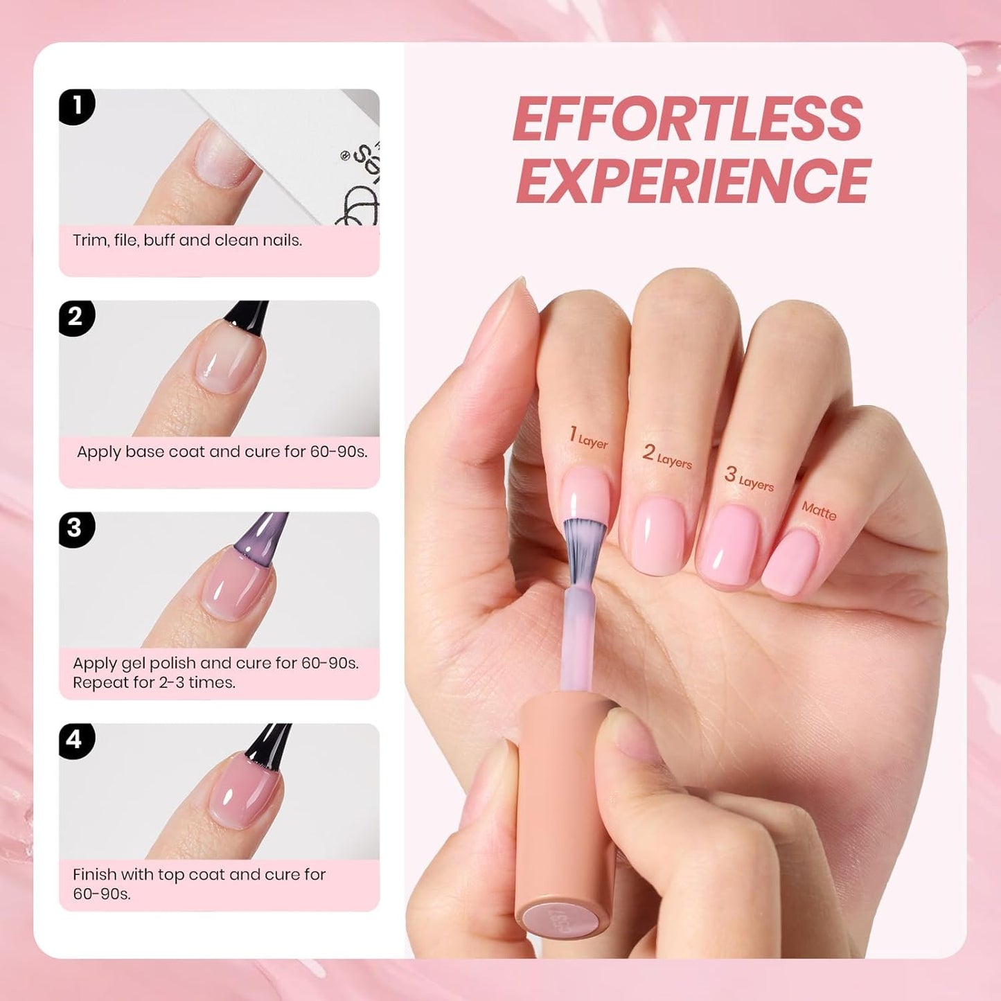 Whispers of Love Jelly Gel Nail Polish Set - 6 Colors Milky White Nude Pink Neutral Sheer Translucent Soak off UV Gel Nail Kit, Nail Concealer for Salon DIY Manicure Gift for Women