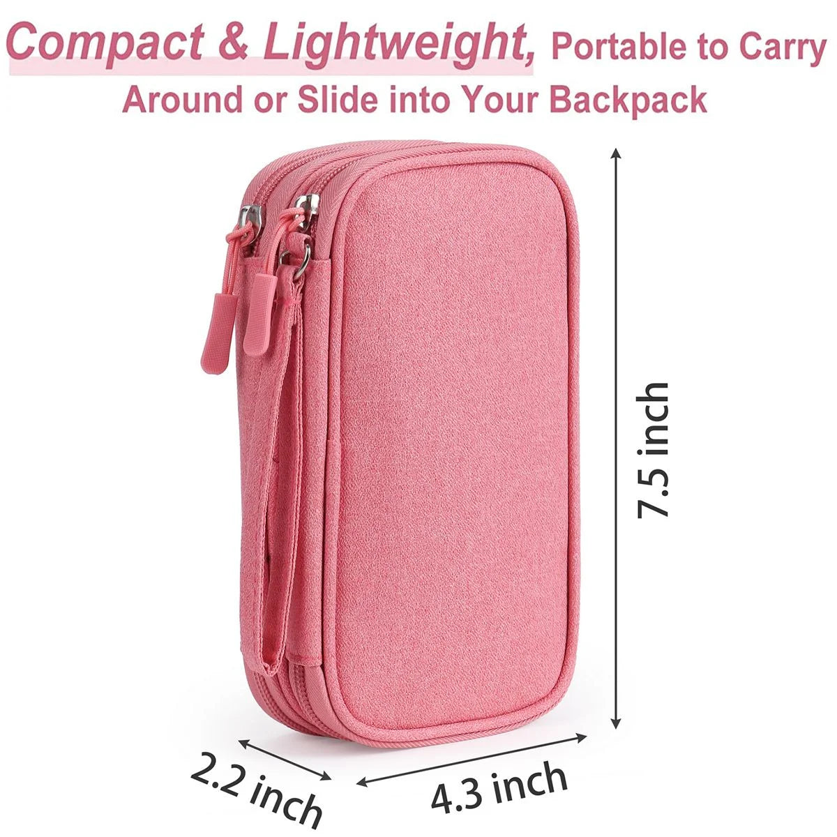 Electronic Organizer Small Travel Cable Organizer Bag Pouch Waterproof Electronic Accessories Storage Bag for Cable, Cord, Charger, Phone, Earphone (Pink)