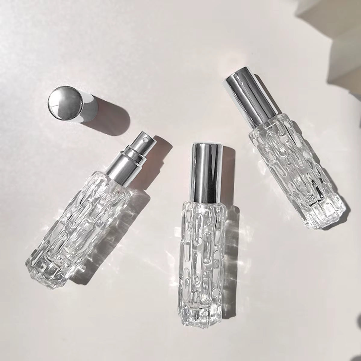 1Pc-10Ml Glass Perfume Spray Bottle Aluminum Spray Head Perfume Dispenser Bottle Press Empty Bottle