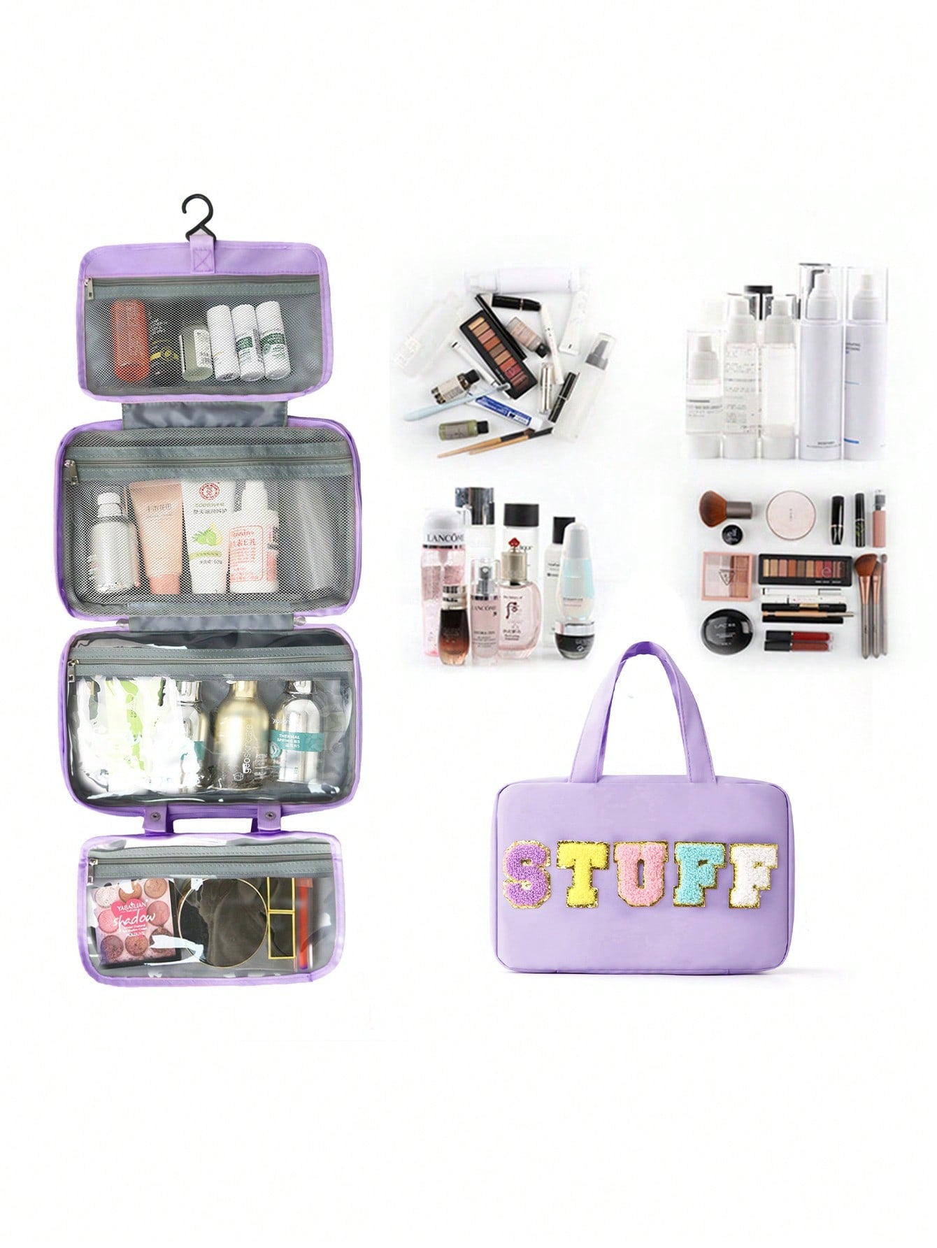 Large Hanging Hook Toiletry Bag Waterproof Folding Handbag Travel Makeup Cosmetic Razor Storage Bag for Women Makeup Bag School Supplies School Stuff for College Dorm for Studenttravel Essentials Vacation Summer Holiday Back to School Bag for School Wash Bag Travel