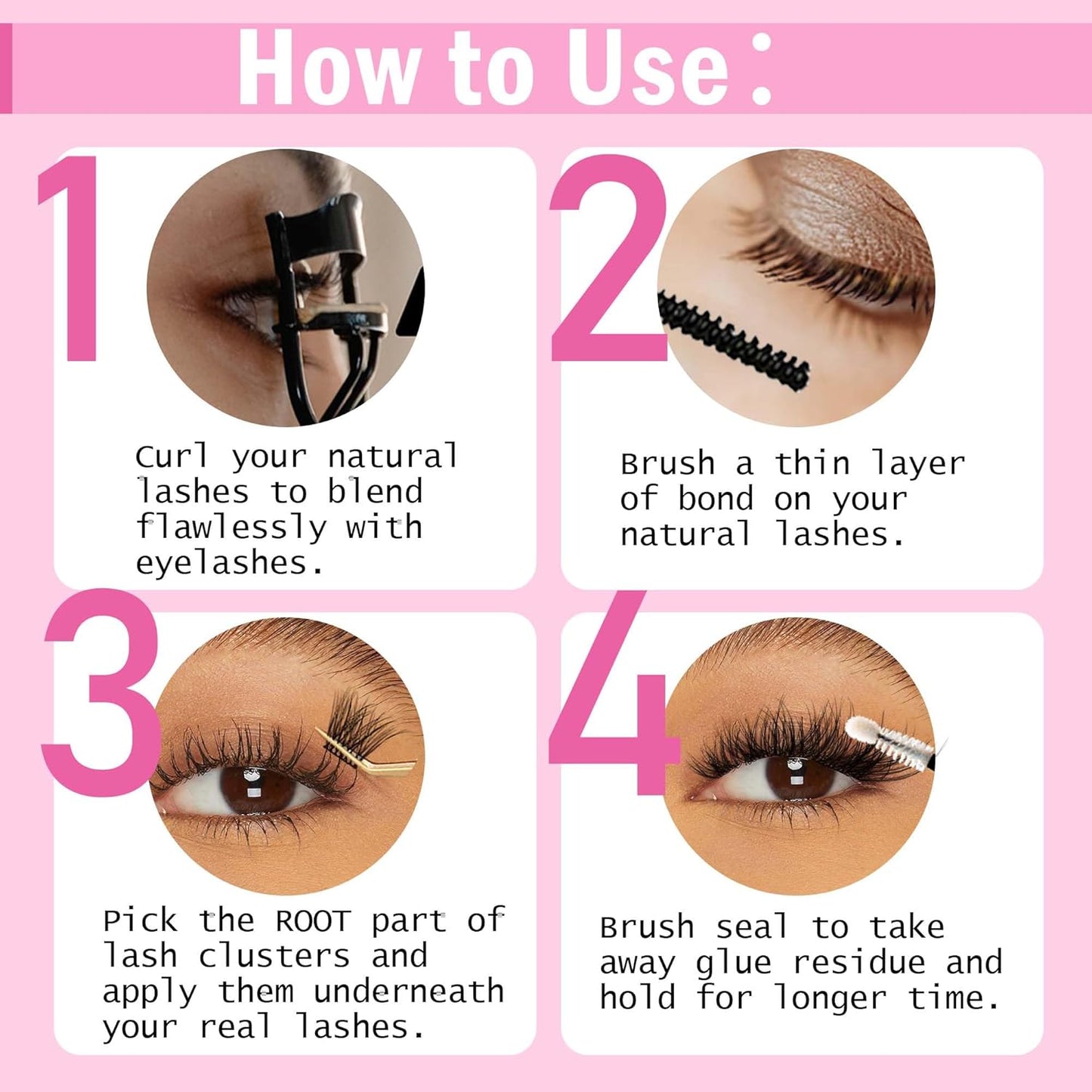Lash Cluster Bond and Seal Waterproof Glue for Eyelash Clusters 10Ml 2-In-1 Home Use Strong Hold 72H