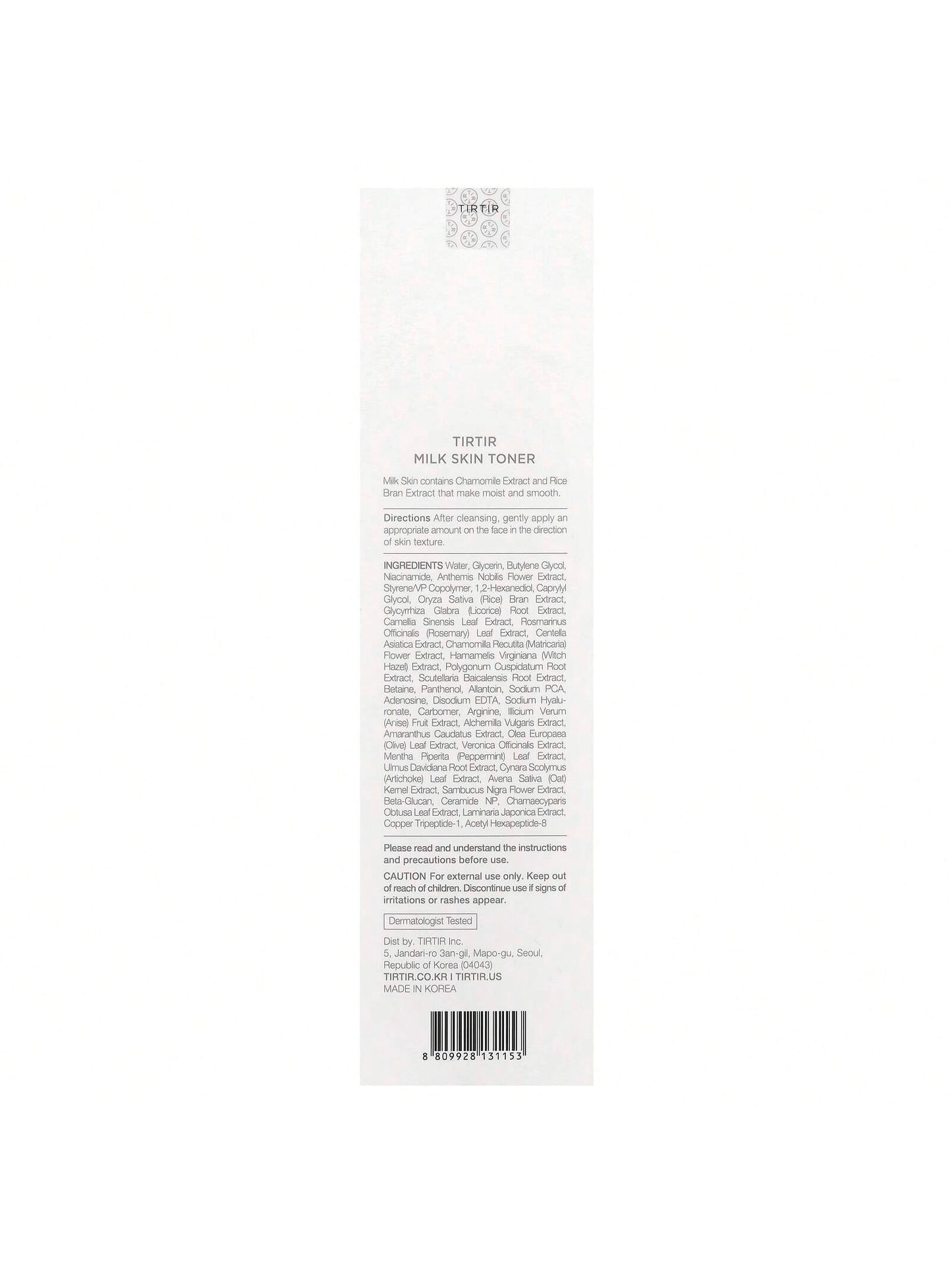 TIRTIR Milk Skin Toner, 5.07 Fl Oz (150 Ml)