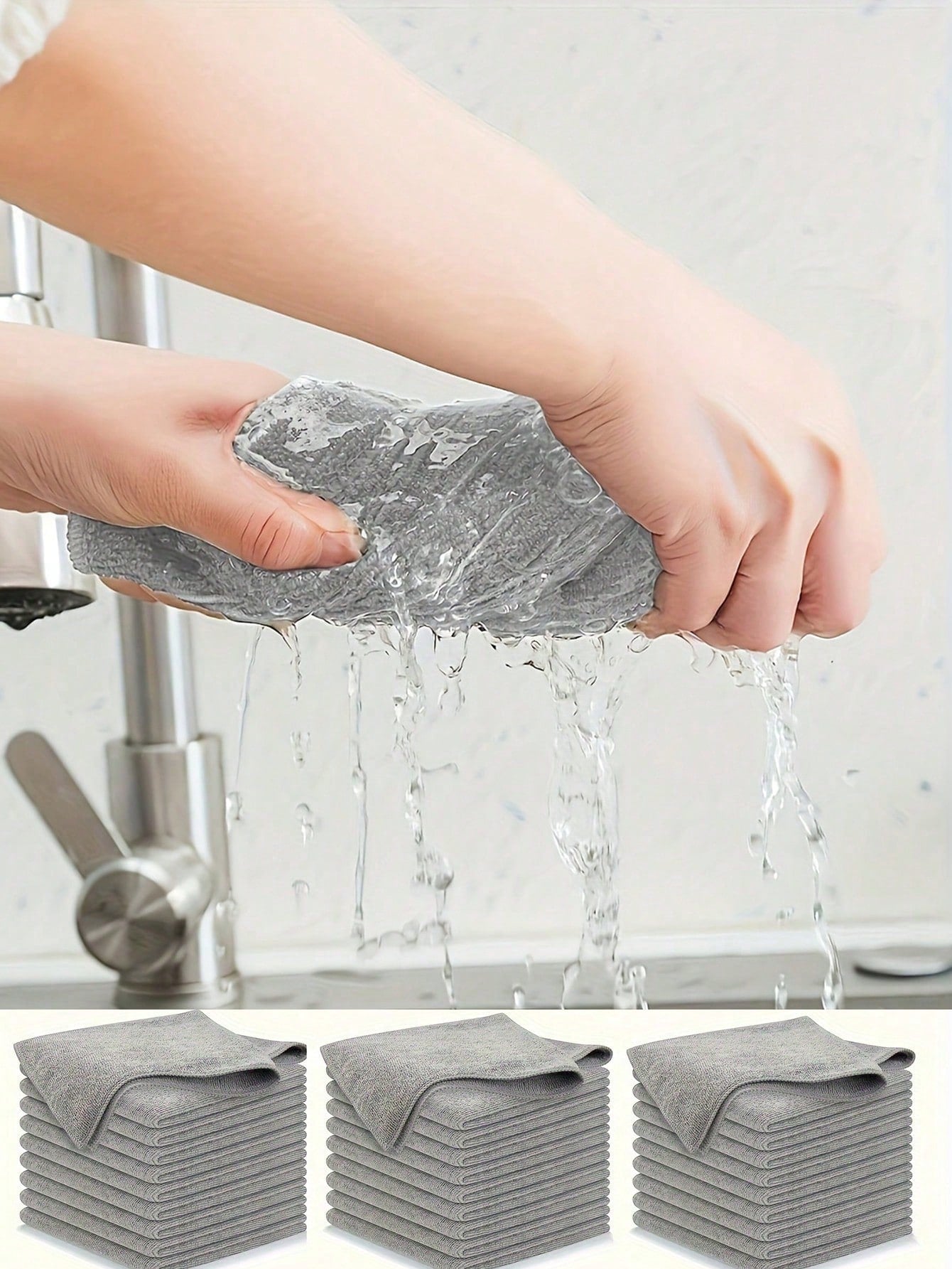 1/5/10Pcs Ultra-Fine Fiber Cleaning Cloth Set - Absorbent, Soft & Stain-Removing for Kitchen, Bathroom & Car