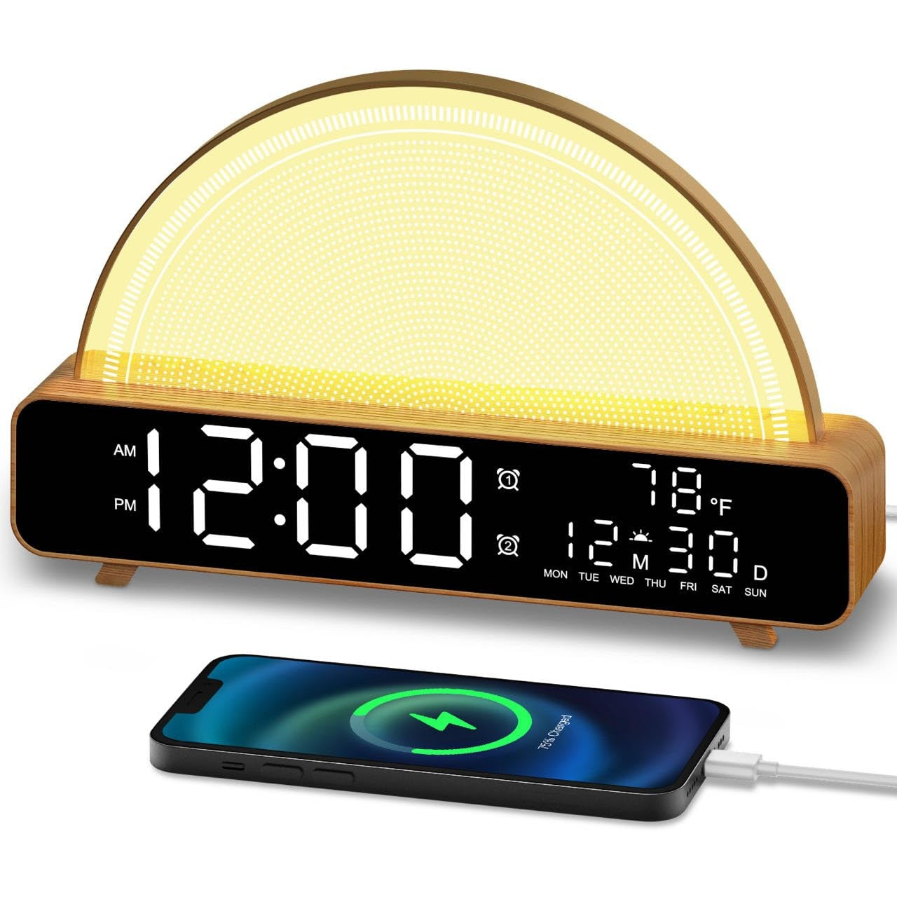 HAODINGMAI Sunrise Alarm Clock Wake up Light with Sunrise Simulation White No...