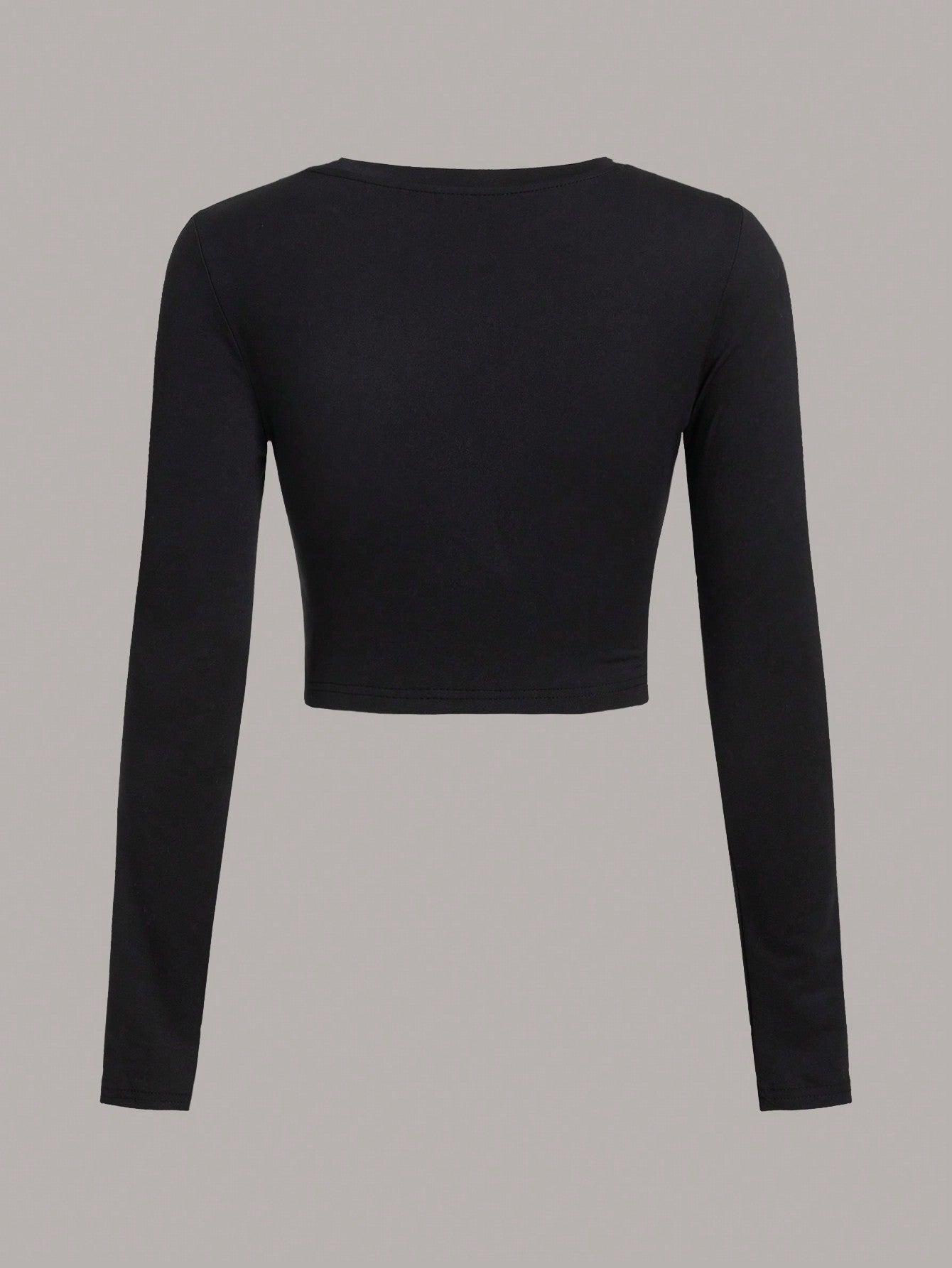 SHEIN Ezwear 3Pcs/Set Casual Minimalist Crew Neck Long Sleeve Cropped Fitted Women T-Shirts, Suitable for Spring & Autumn