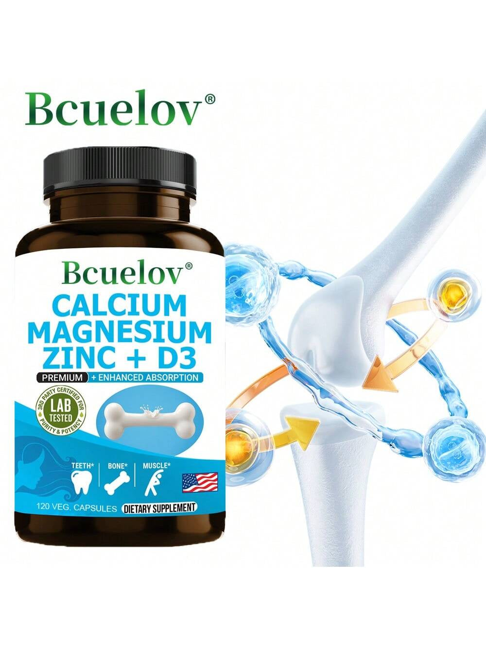 120 Capsules - with Calcium, Magnesium & Zinc, Support Energy Levels