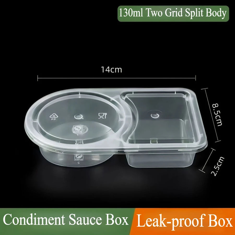 25/130Ml Double Compartment Condiment Container with Lid Snack Container for Sauce Sampling Travel Snack Reusable Seasonings Box