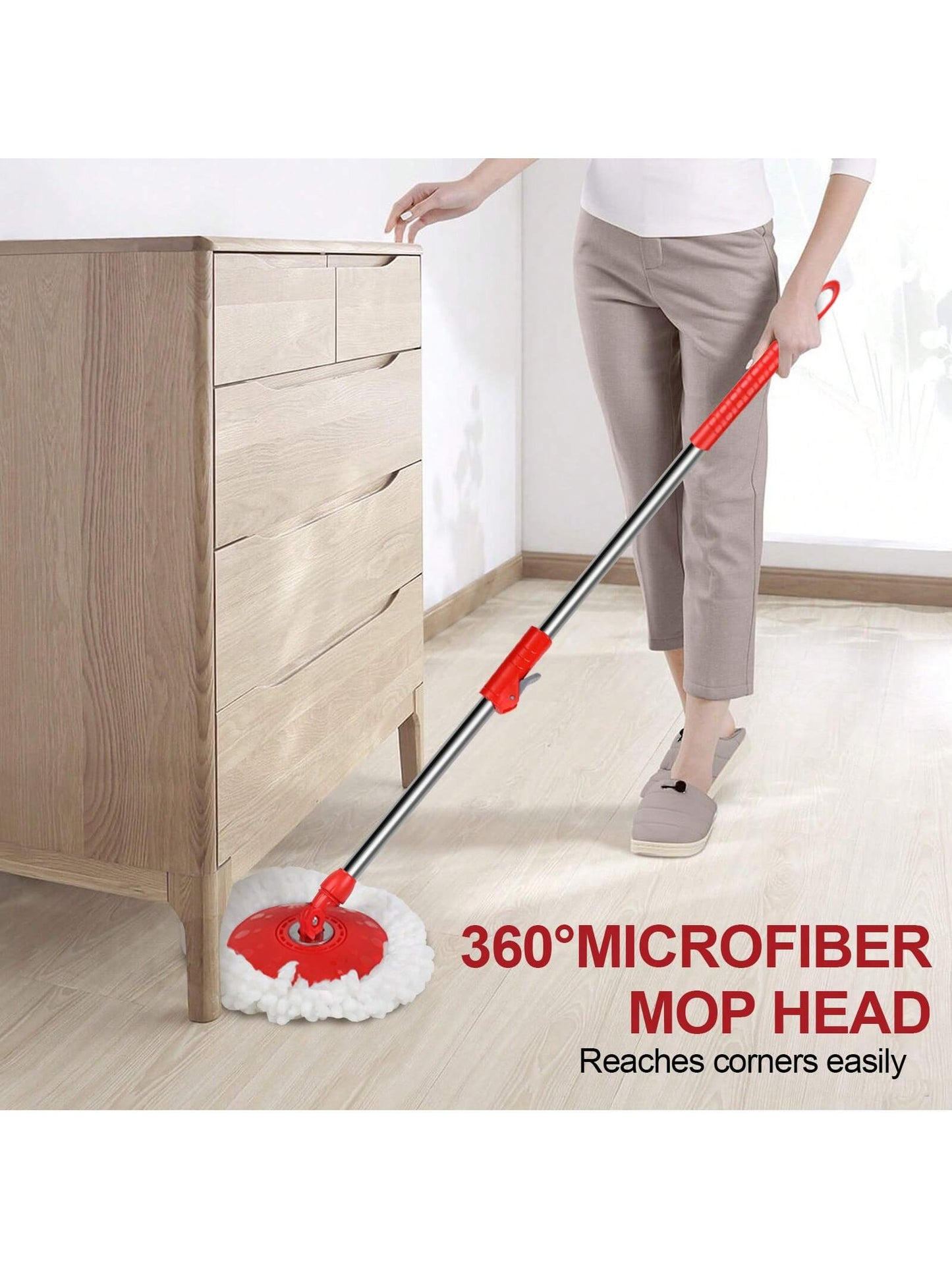Spin Mop and Bucket with Wringer Set, 360° Spinning Mop and Bucket System with 3 Replacement Mop Heads
