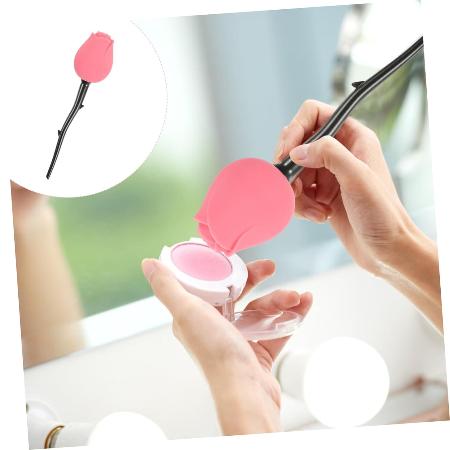 Rose Design Lidded Makeup Brush for Liquid Foundation Soft Bristles for Even Application Unique Beauty Tool for Makeup for Contouring and Decoration