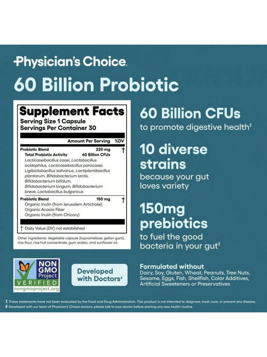 Physician'S Choice Physician'S Choice Hack Your Tummy Bundle: Digestive Enzymes & 60 Billion Probiotic - Digestion, Immune, Bloating Support, Gut Health