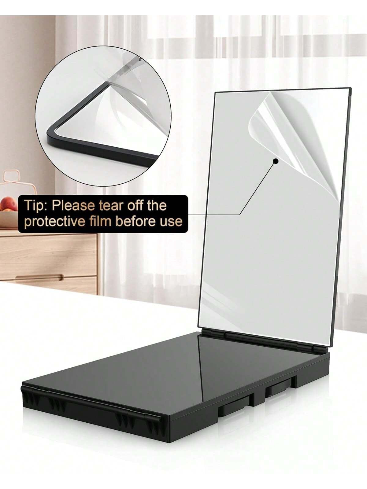JUSRON 3 Way Mirror for Self Hair Cutting 360 Viewing Angle Self Hair Cutting Mirror, Clear Anti-Fog HD Glass without Led