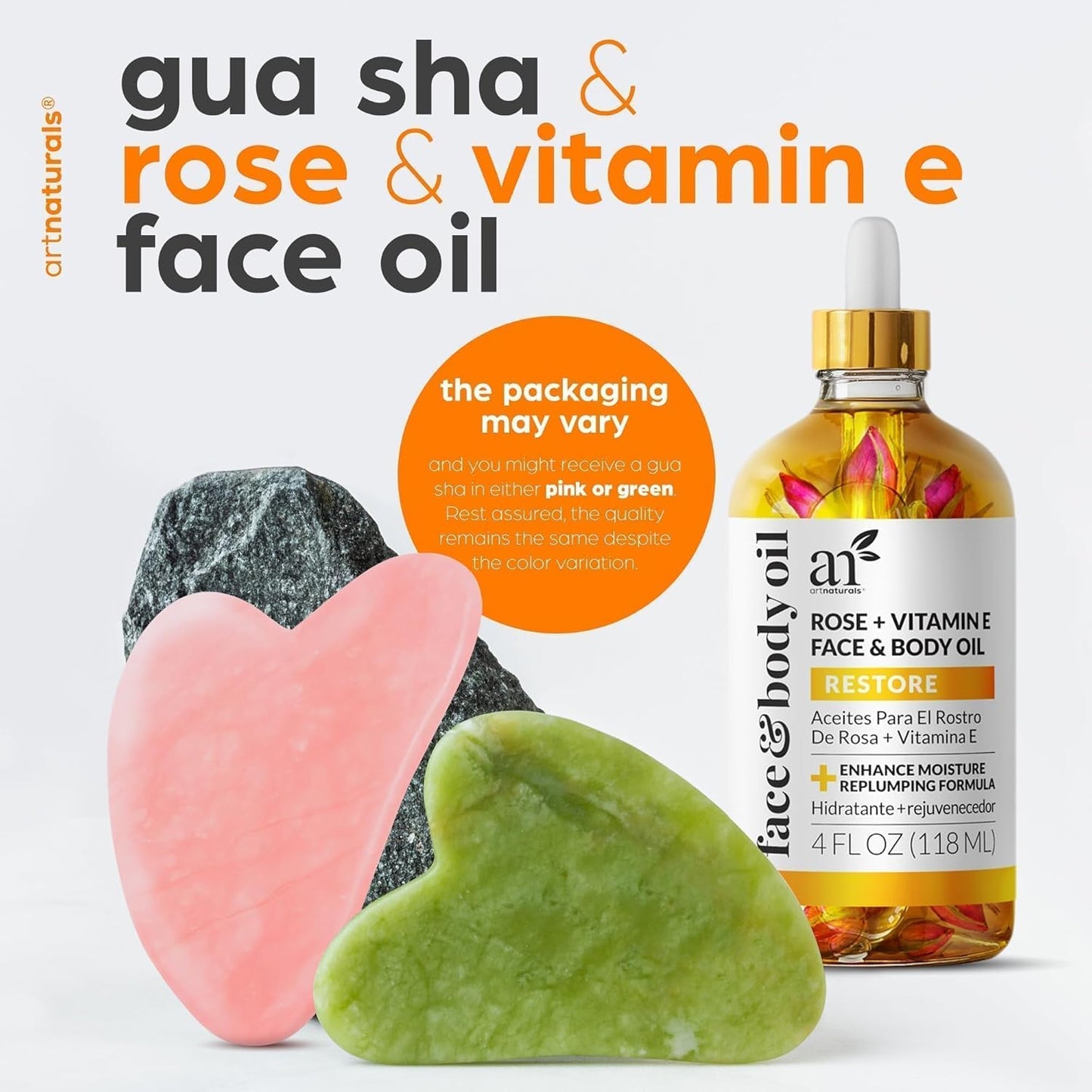 Face & Body Vitamin E Bio Oil 4.0Oz + Gua Sha Facial Tools Set - Organic Moisturizer Skincare for Scars, Stretch Mark, Cellulite & Nails - Great Massage Oil for Massaging Joint & Muscle