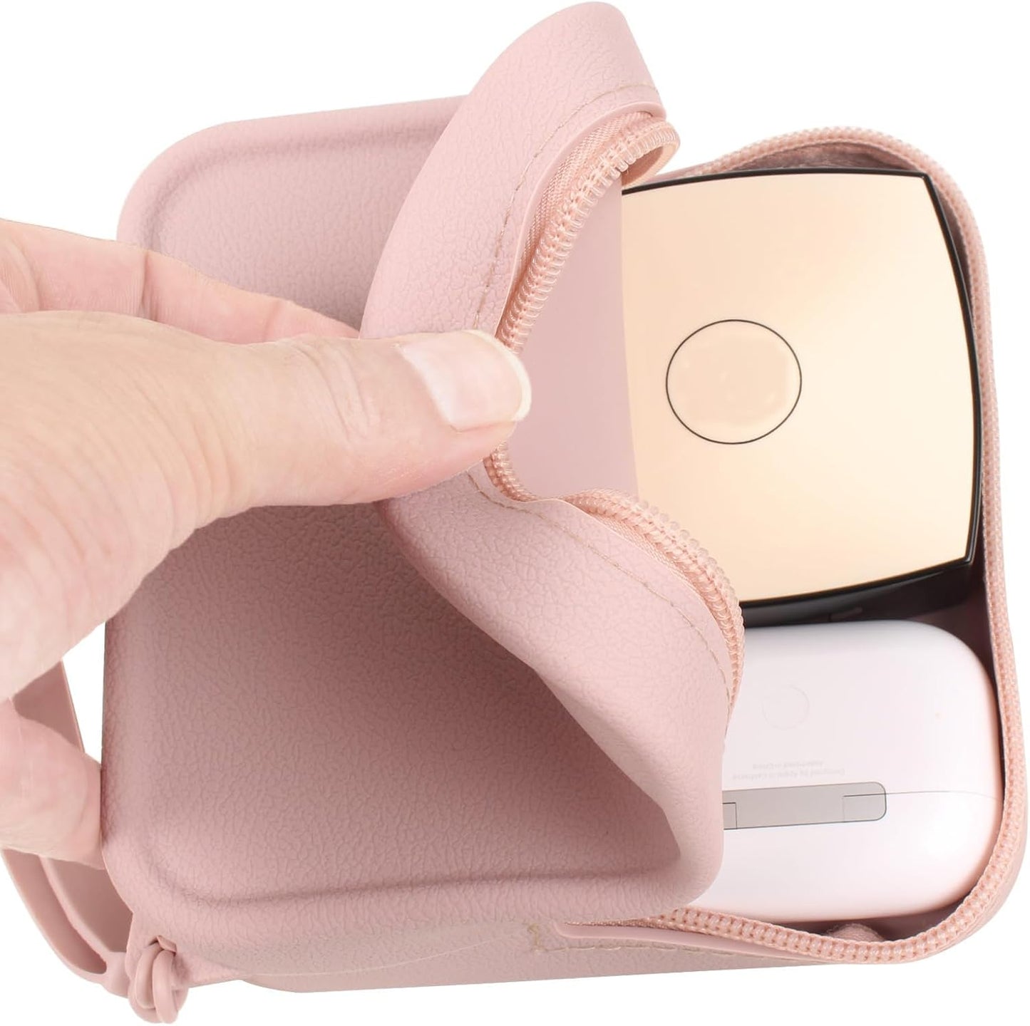 Silicone Small Makeup Bag Pouch for Purse, Small Cosmetic Travel Bag Zipper Pouch Waterproof Mini Coin Purse Portable Makeup Storage Bag Travel Toiletry Organizers for Women Girls (Purple Pink)