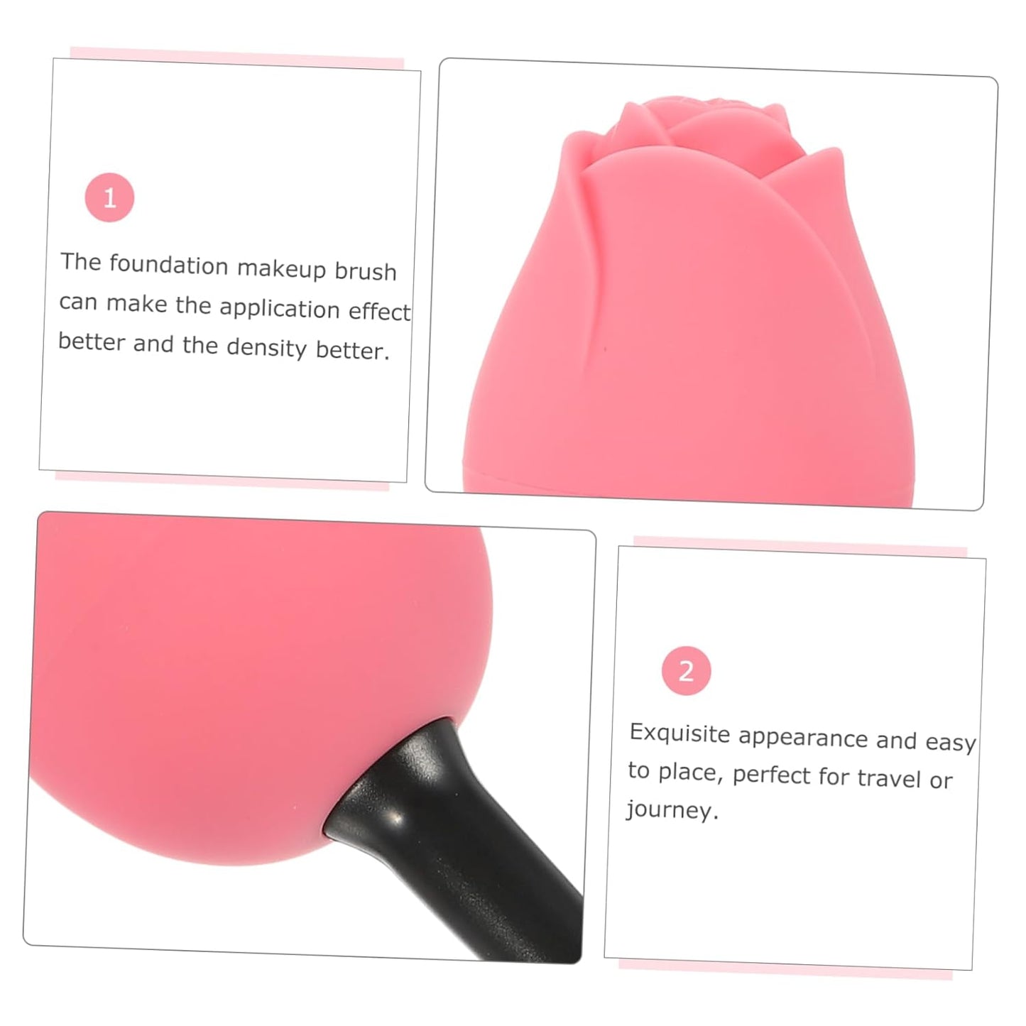 Rose Design Lidded Makeup Brush for Liquid Foundation Soft Bristles for Even Application Unique Beauty Tool for Makeup for Contouring and Decoration