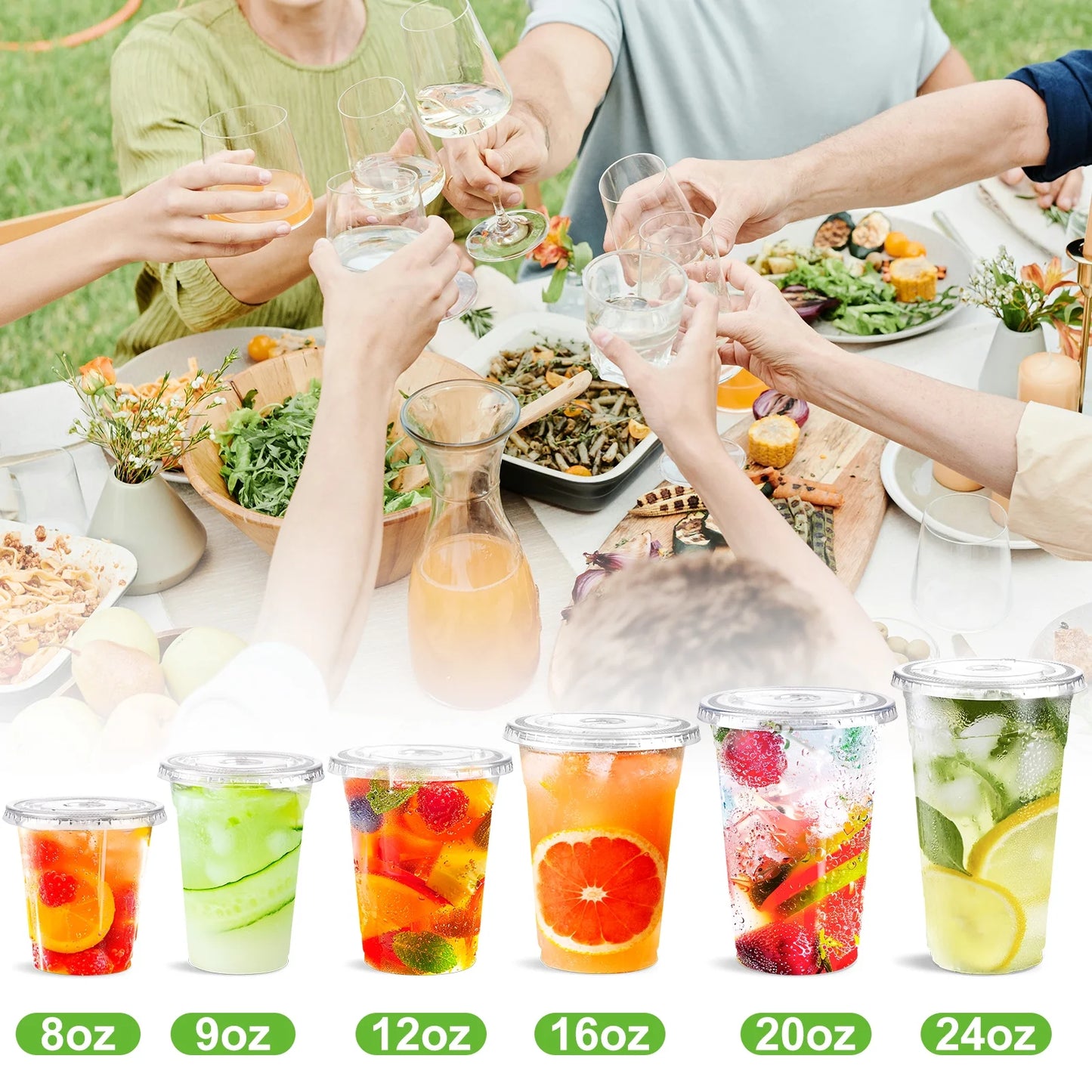 100 Pack 16 Oz Clear Plastic Cups with Lids, Iced Coffee Cups with Lids Disposable for Iced Coffee, Smoothie, Milkshake, Cold Drinks and Graduation Party
