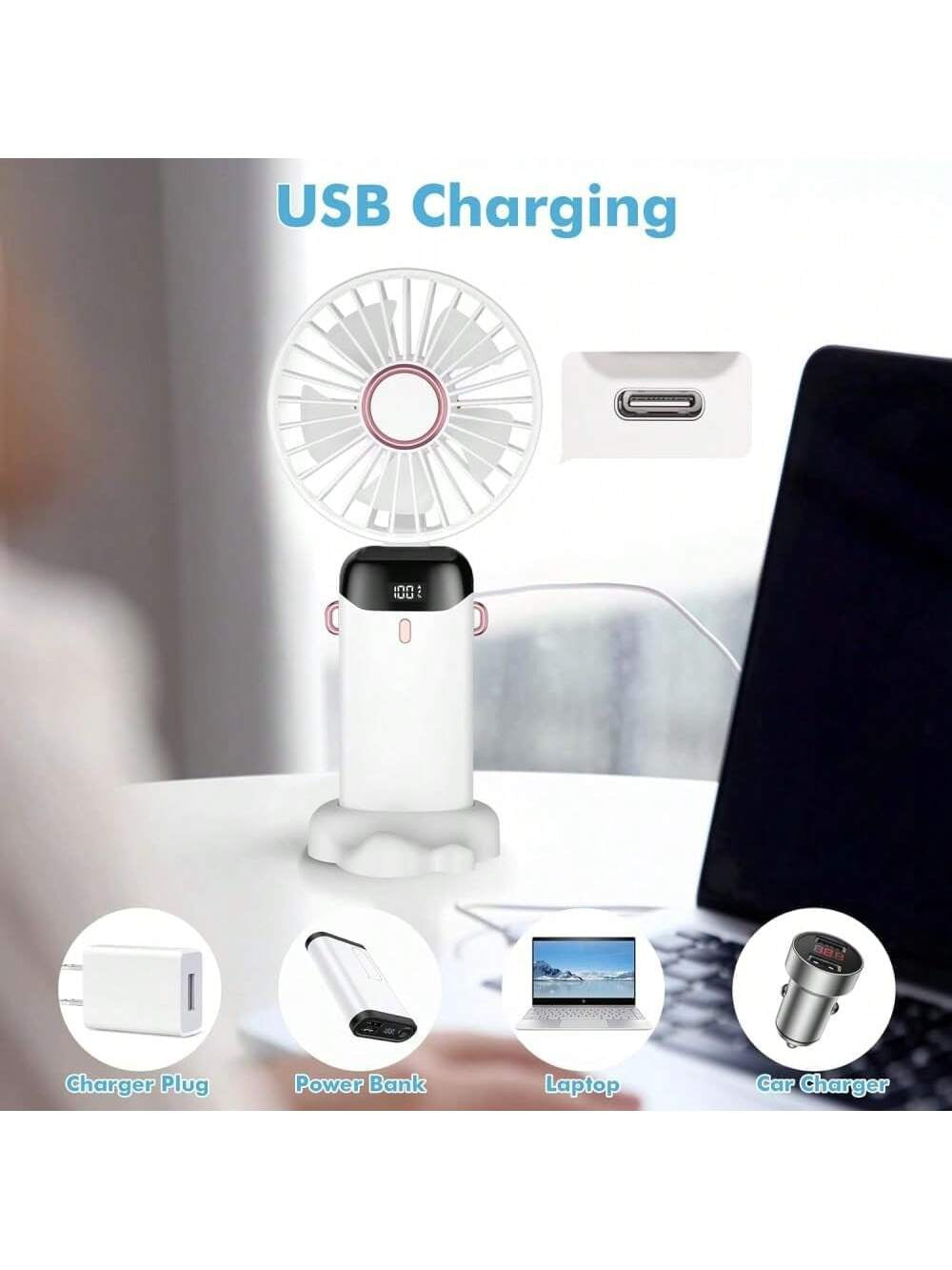 Stay Cool On-The-Go: Small Handheld USB Fan - Portable & Charging for Students & Office Desk