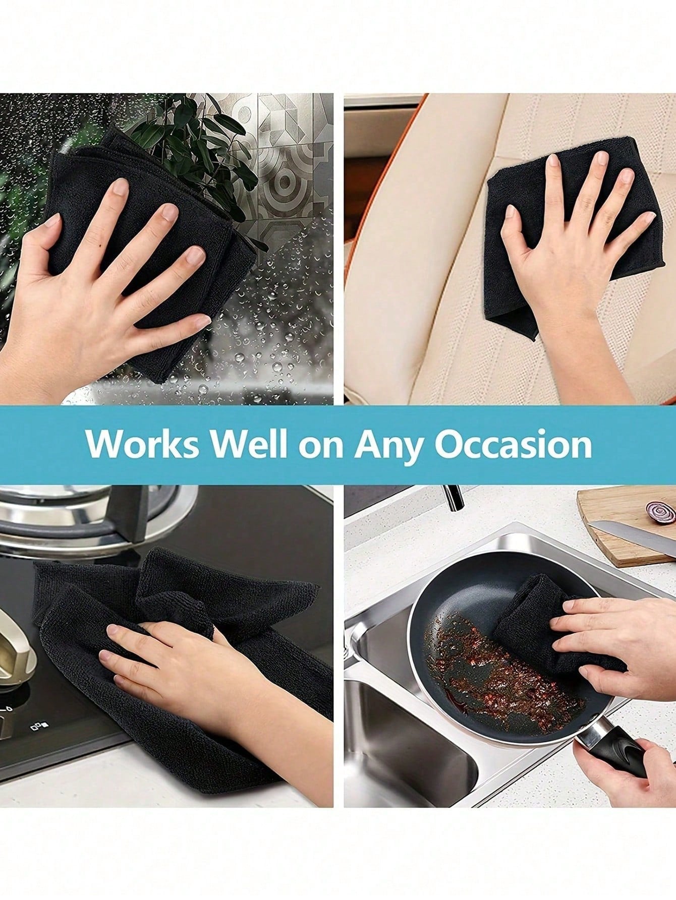 1/5/10Pcs Ultra-Fine Fiber Cleaning Cloth Set - Absorbent, Soft & Stain-Removing for Kitchen, Bathroom & Car