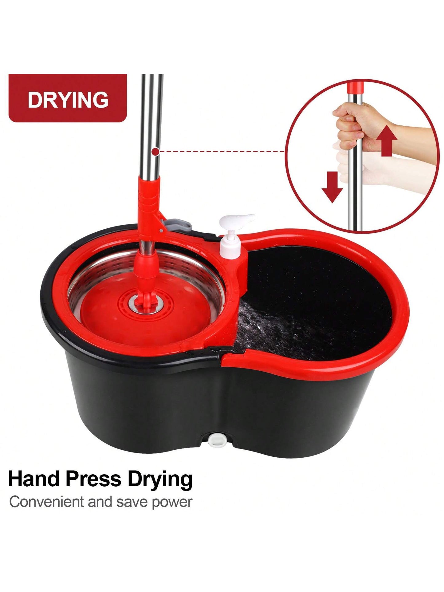 Spin Mop and Bucket with Wringer Set, 360° Spinning Mop and Bucket System with 3 Replacement Mop Heads