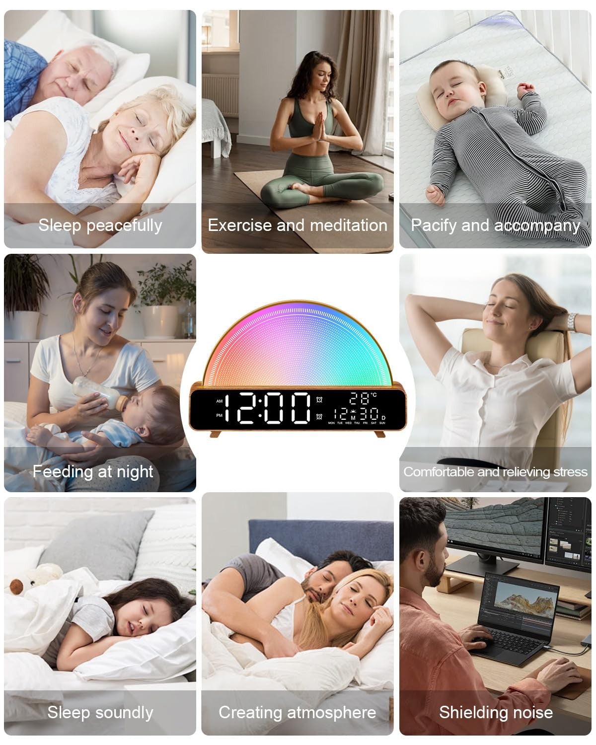 HAODINGMAI Sunrise Alarm Clock Wake up Light with Sunrise Simulation White No...