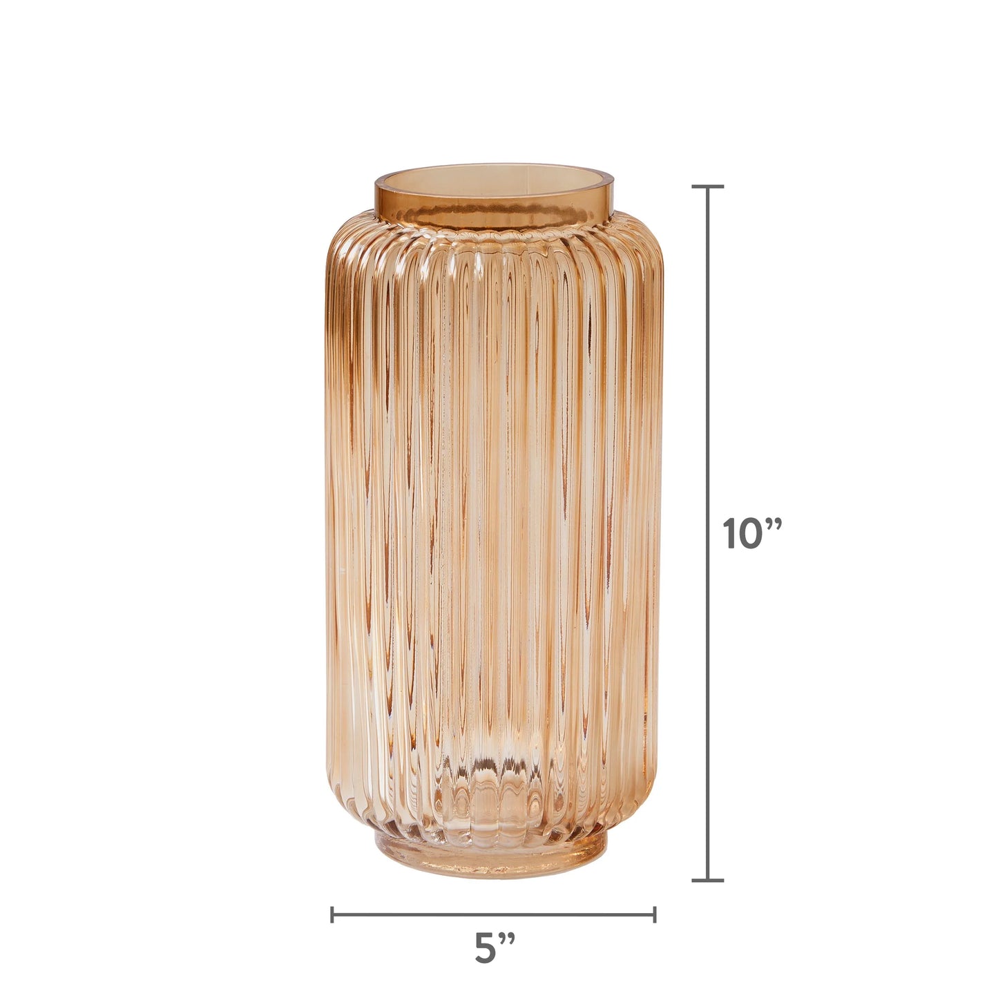 Ribbed Glass Vase, 10", Champagne