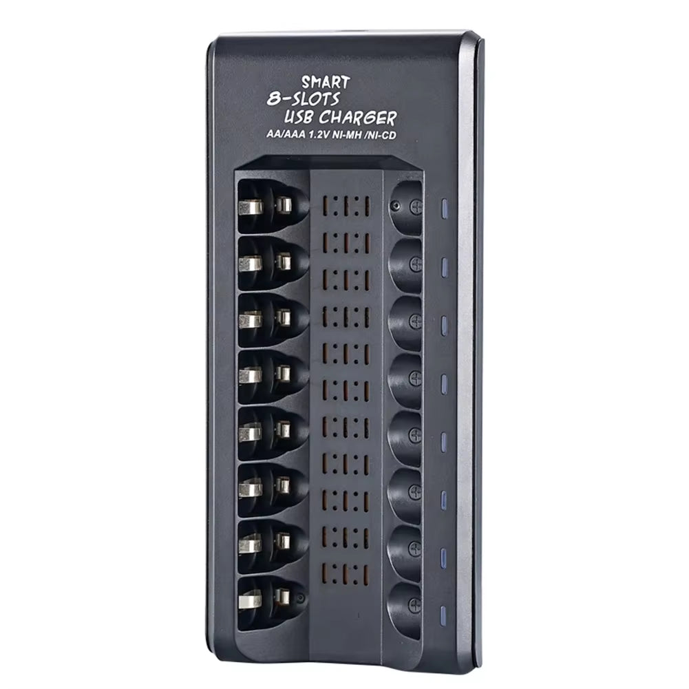Rechargeable Battery Charger USB Output 8 Slots Fast Charging Short Circuit Protection for 1.2V Nimh AAA/AA Batteries Charger