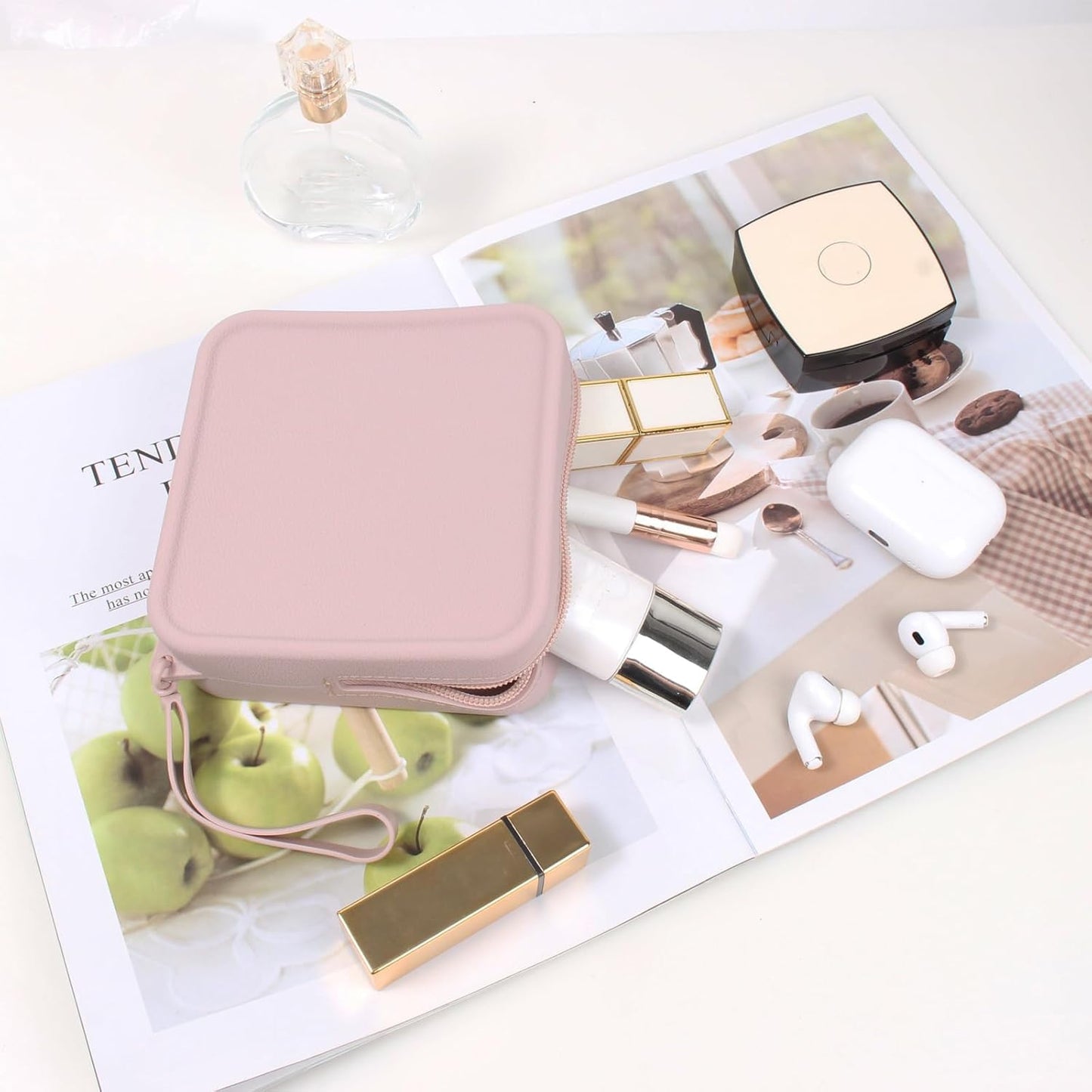 Silicone Small Makeup Bag Pouch for Purse, Small Cosmetic Travel Bag Zipper Pouch Waterproof Mini Coin Purse Portable Makeup Storage Bag Travel Toiletry Organizers for Women Girls (Purple Pink)