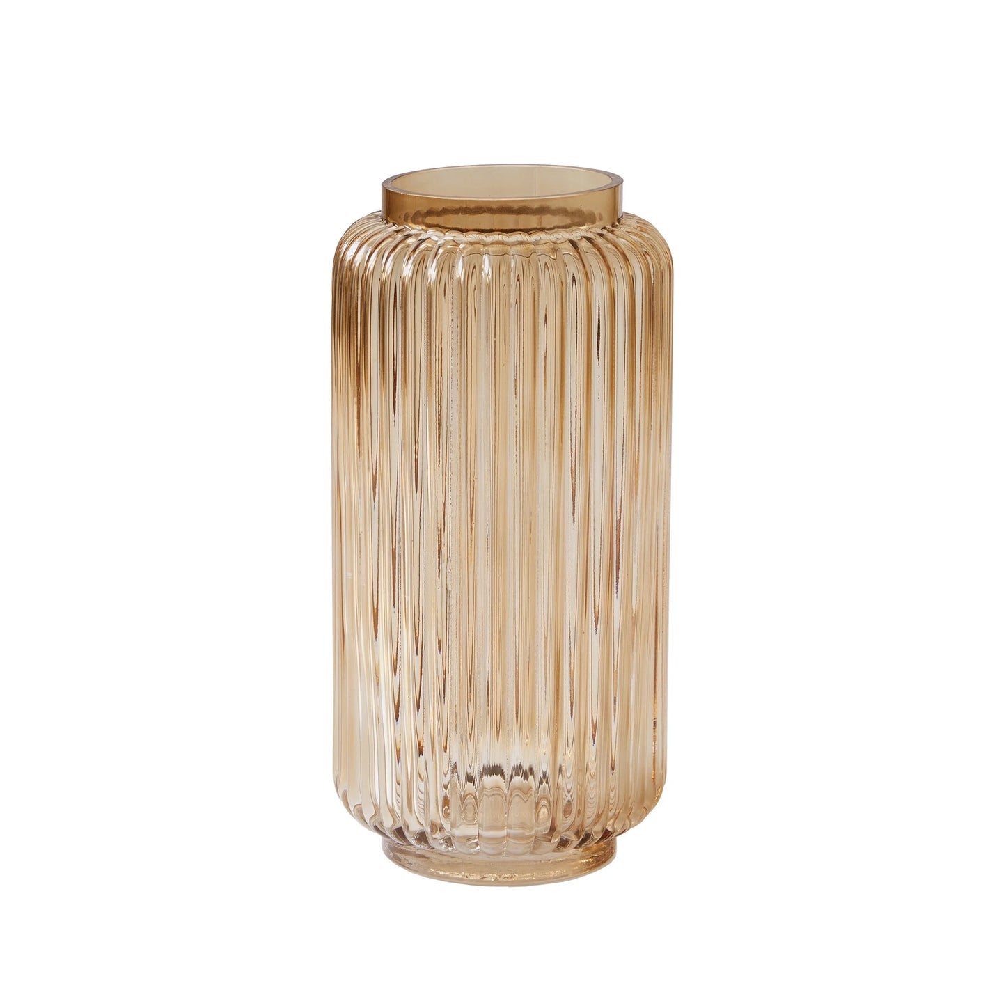 Ribbed Glass Vase, 10", Champagne