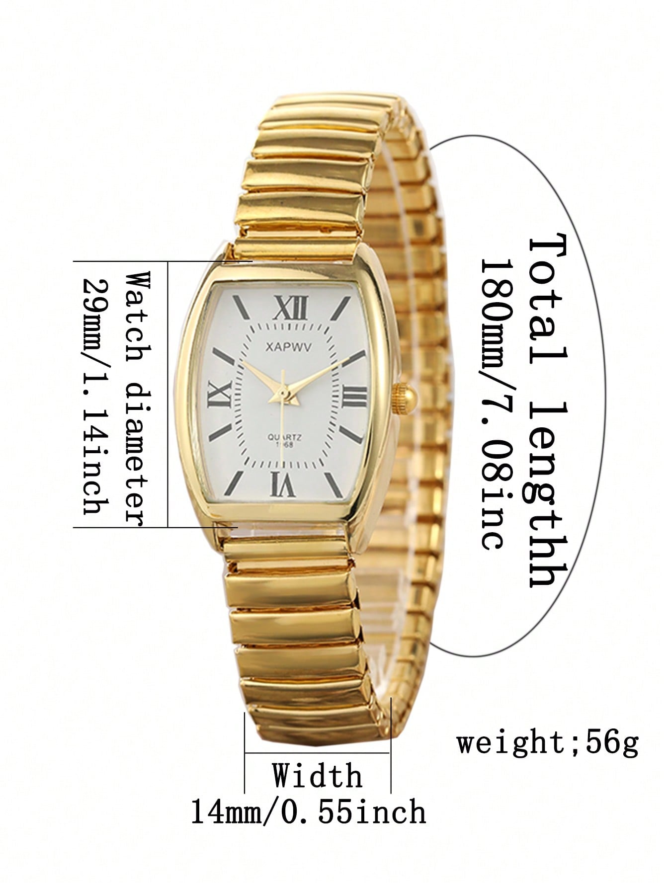 XAPWV 1Pc Vintage Women'S Elastic Band Fashion Barrel Shaped Minimalist & Elegant Quartz Watch