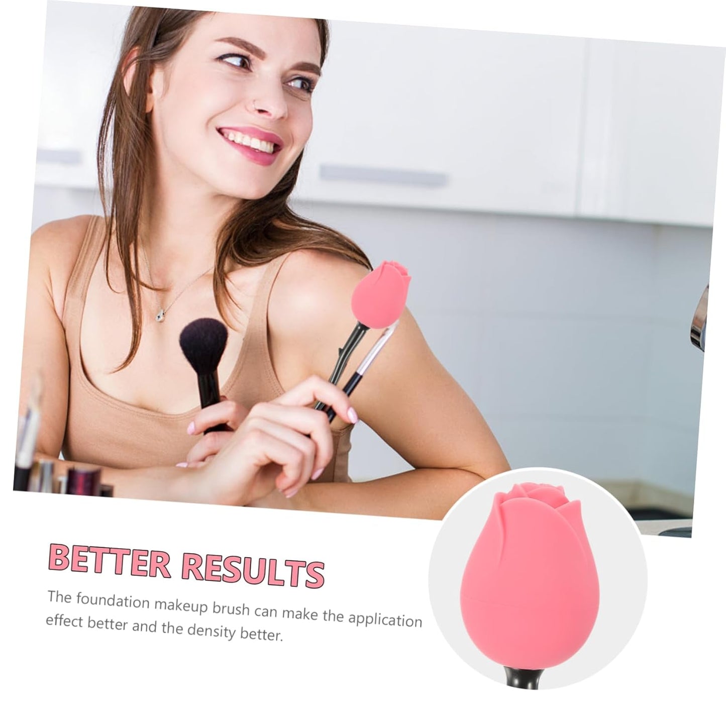 Rose Design Lidded Makeup Brush for Liquid Foundation Soft Bristles for Even Application Unique Beauty Tool for Makeup for Contouring and Decoration