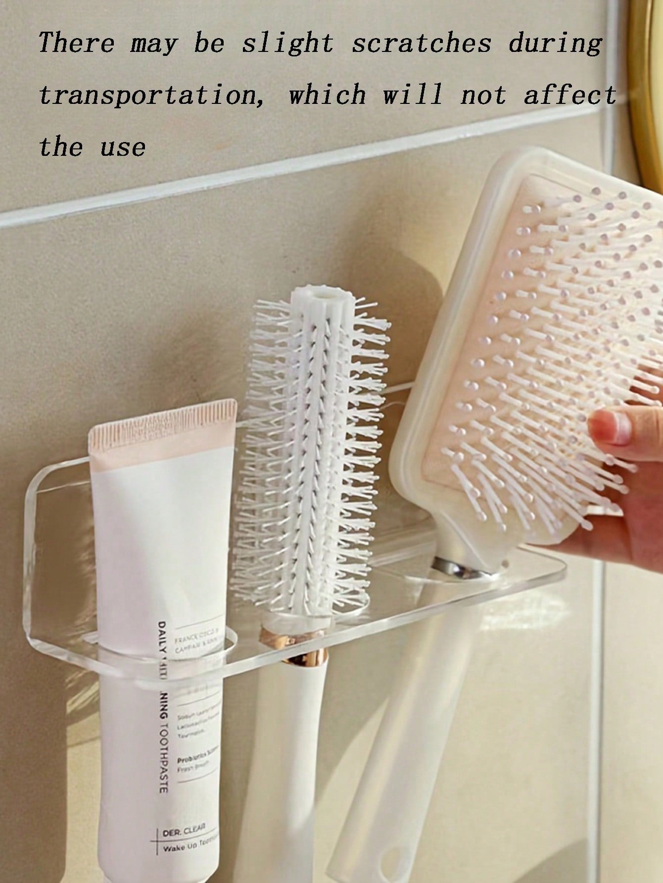 1/2/3Pcs Acrylic Plastic Bathroom Comb Holder, Wall-Mounted No-Drill Storage Rack for Vanity, Clear Transparent Organizer for Hair Brushes and Toiletries, 6.89In Length
