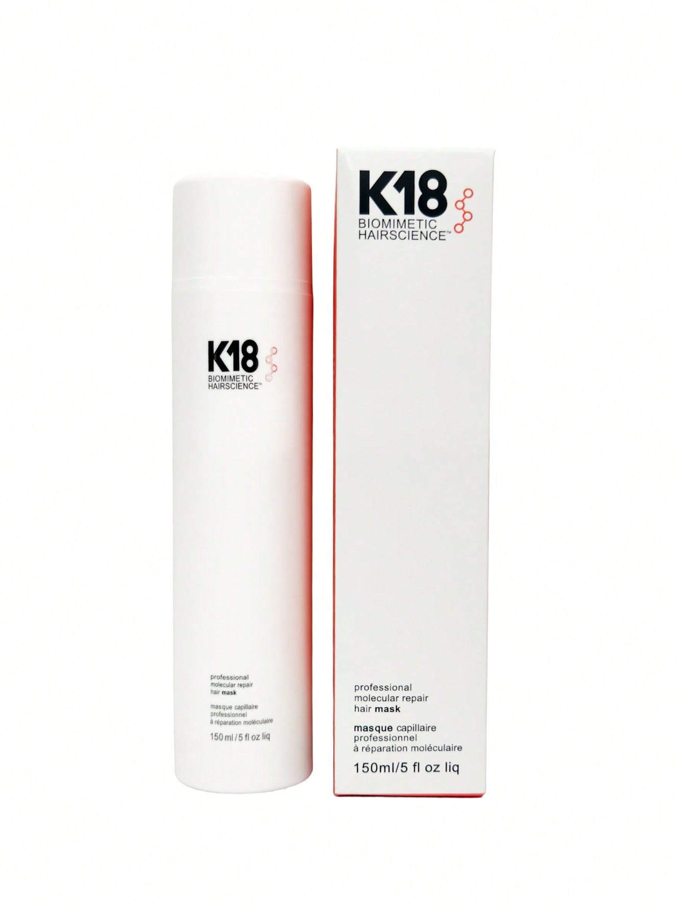 1Pc 150Ml K18 Hair Mask,K18 No-Rinse Molecular Hair Mask, Repairs Dry or Damaged Hair, Reverses Hair Damage Caused by Bleaching, Dyeing, Chemical Treatments and Heating