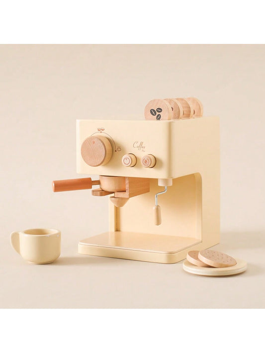 10Pc Baby Coffee Machine Toy Set Wooden Kitchen Supplies Coffee Machine Model Children Play Simulation Coffee Cake Pretend Toys