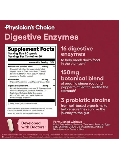 Physician'S Choice Physician'S Choice Hack Your Tummy Bundle: Digestive Enzymes & 60 Billion Probiotic - Digestion, Immune, Bloating Support, Gut Health