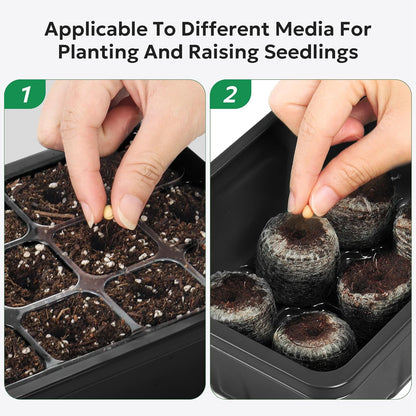 10 Packs Seed Starter Tray Seed Starter Kit with Humidity Dome (120 Cells Total Tray) Seed Starting Trays Plant Starter Kit and Base Mini Greenhouse Germination Kit for Seeds Growing Starting