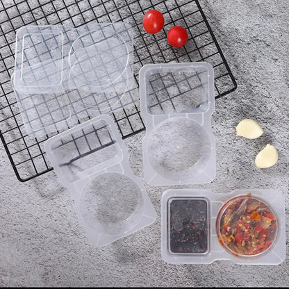 25/130Ml Double Compartment Condiment Container with Lid Snack Container for Sauce Sampling Travel Snack Reusable Seasonings Box