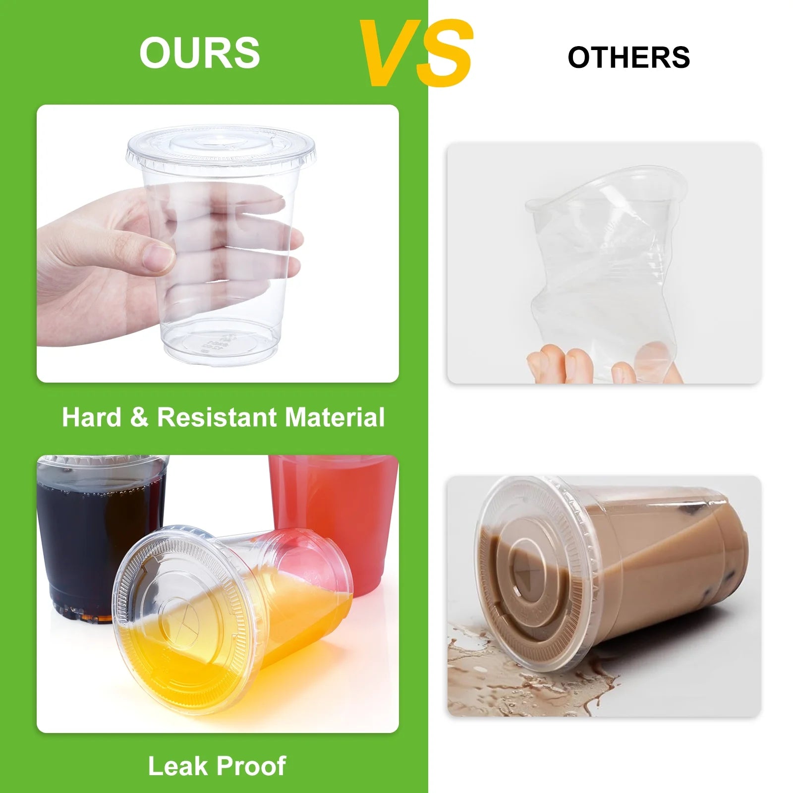 100 Pack 16 Oz Clear Plastic Cups with Lids, Iced Coffee Cups with Lids Disposable for Iced Coffee, Smoothie, Milkshake, Cold Drinks and Graduation Party
